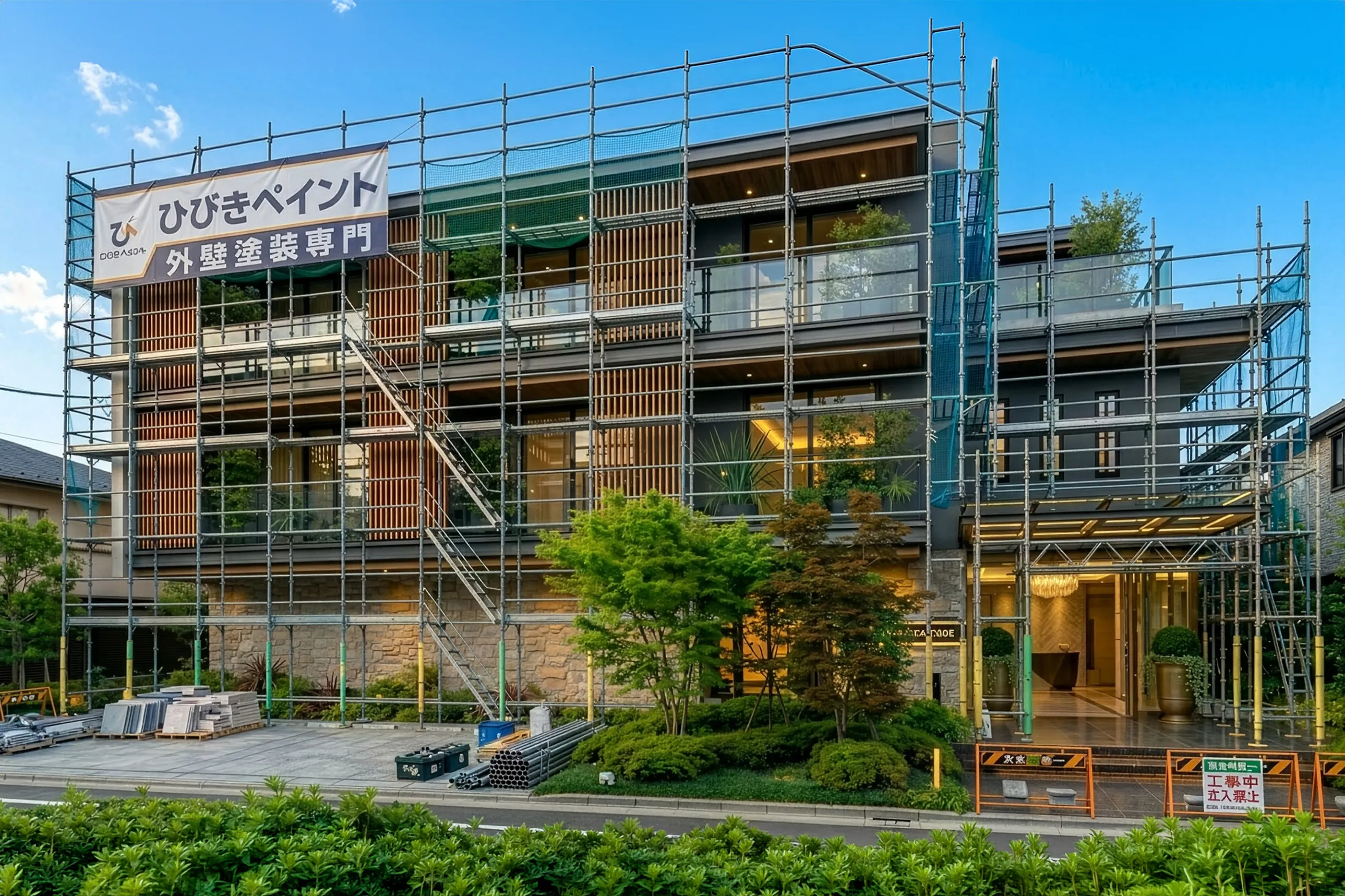 外壁塗装用の塗料とハケ